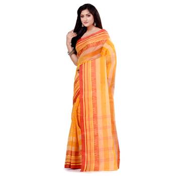 Yellow hand woven cotton saree  3