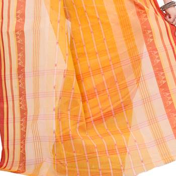 Yellow hand woven cotton saree  4