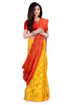 Multicolor Hand Woven Cotton Saree Without Blouse