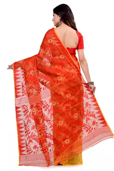 Multicolor Hand Woven Cotton Saree Without Blouse