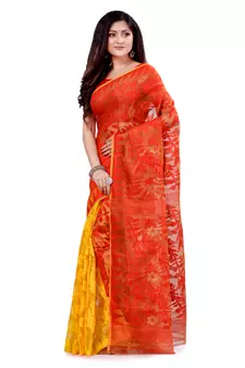 Multicolor Hand Woven Cotton Saree Without Blouse