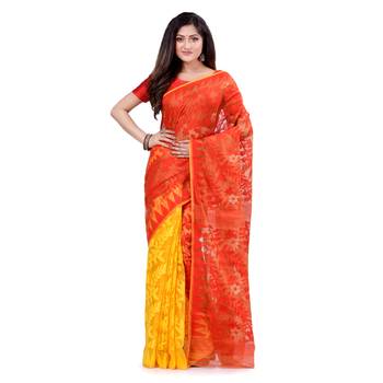 Multicolor Hand Woven Cotton Saree Without Blouse 5