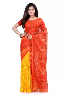Multicolor Hand Woven Cotton Saree Without Blouse
