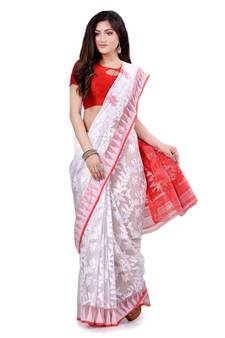 Multicolor Hand Woven Cotton Saree Without Blouse