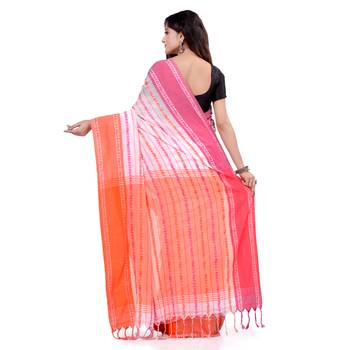 Multicolor hand woven cotton saree with blouse 2
