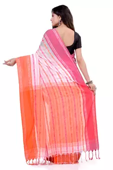 Multicolor hand woven cotton saree with blouse
