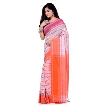 Multicolor hand woven cotton saree with blouse 3