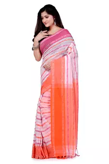 Multicolor hand woven cotton saree with blouse