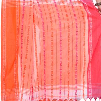Multicolor hand woven cotton saree with blouse 4