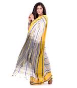 Multicolor hand woven cotton saree with blouse