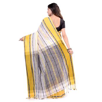 Multicolor hand woven cotton saree with blouse 2