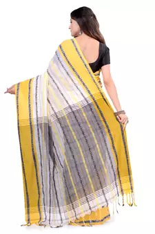 Multicolor hand woven cotton saree with blouse