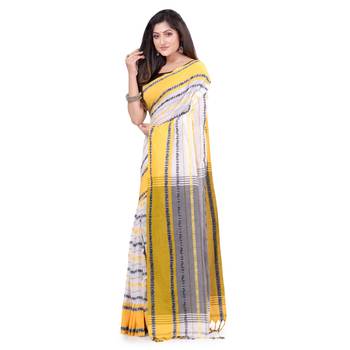 Multicolor hand woven cotton saree with blouse 3