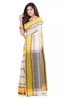 Multicolor hand woven cotton saree with blouse