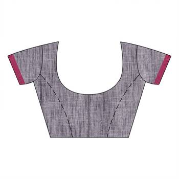 Grey hand woven cotton saree with blouse 5