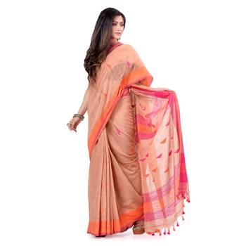 Red hand woven cotton saree with blouse 1