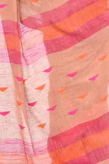 Red hand woven cotton saree with blouse