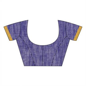 Blue hand woven cotton saree with blouse 5