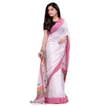 Multicolor hand woven cotton saree with blouse 1