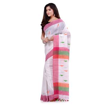 Multicolor hand woven cotton saree with blouse 3