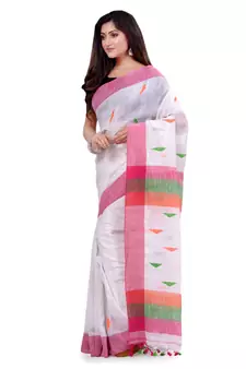 Multicolor hand woven cotton saree with blouse