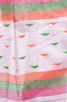 Multicolor hand woven cotton saree with blouse