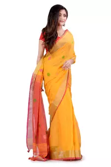 Multicolor hand woven cotton saree with blouse