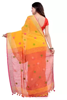 Multicolor hand woven cotton saree with blouse