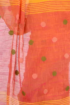 Multicolor hand woven cotton saree with blouse