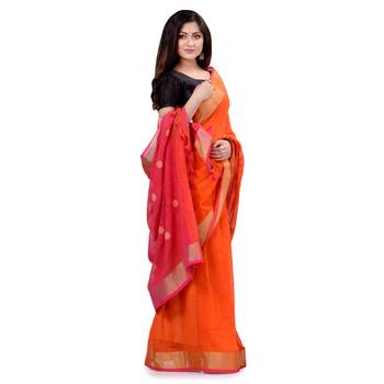 Multicolor hand woven cotton saree with blouse 1