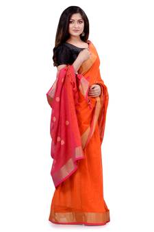 Multicolor hand woven cotton saree with blouse