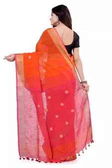 Multicolor hand woven cotton saree with blouse