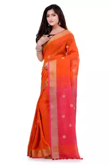Multicolor hand woven cotton saree with blouse