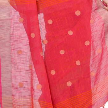 Multicolor hand woven cotton saree with blouse 4