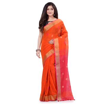 Multicolor hand woven cotton saree with blouse 5