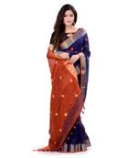 Multicolor hand woven cotton saree with blouse