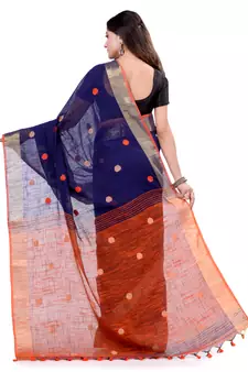 Multicolor hand woven cotton saree with blouse