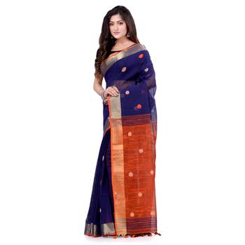 Multicolor hand woven cotton saree with blouse 3