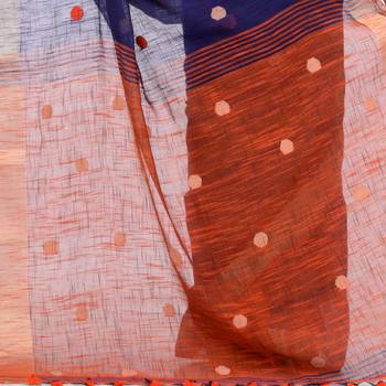 Multicolor hand woven cotton saree with blouse 4