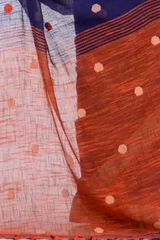 Multicolor hand woven cotton saree with blouse
