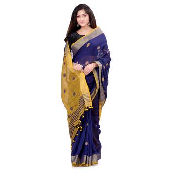 Multicolor hand woven cotton saree with blouse 1