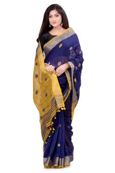 Multicolor hand woven cotton saree with blouse