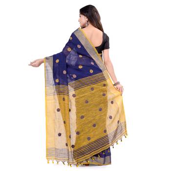 Multicolor hand woven cotton saree with blouse 2