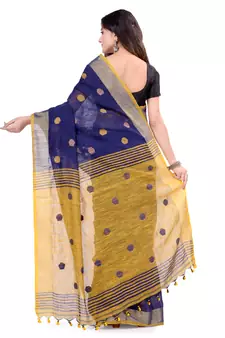 Multicolor hand woven cotton saree with blouse