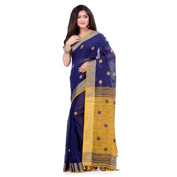 Multicolor hand woven cotton saree with blouse 3