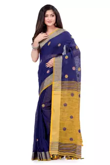 Multicolor hand woven cotton saree with blouse