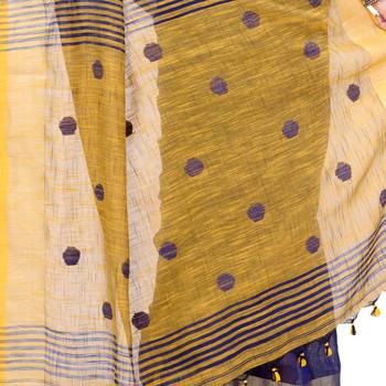 Multicolor hand woven cotton saree with blouse 4