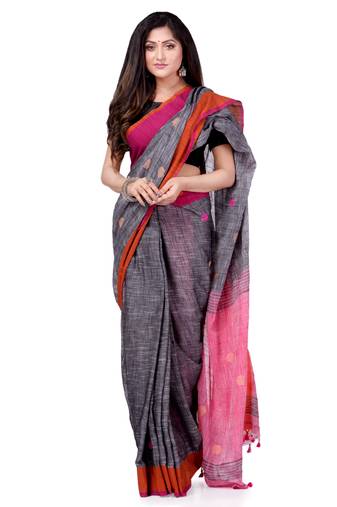 Multicolor hand woven cotton saree with blouse