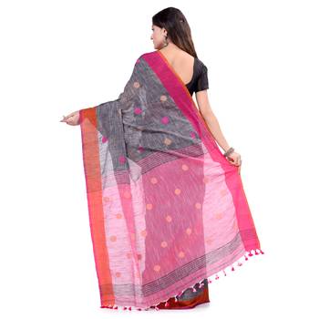 Multicolor hand woven cotton saree with blouse 2