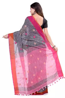 Multicolor hand woven cotton saree with blouse